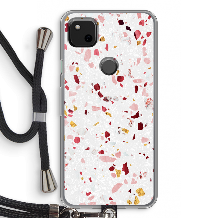 Terrazzo N°9: Pixel 4a Transparant Hoesje met koord