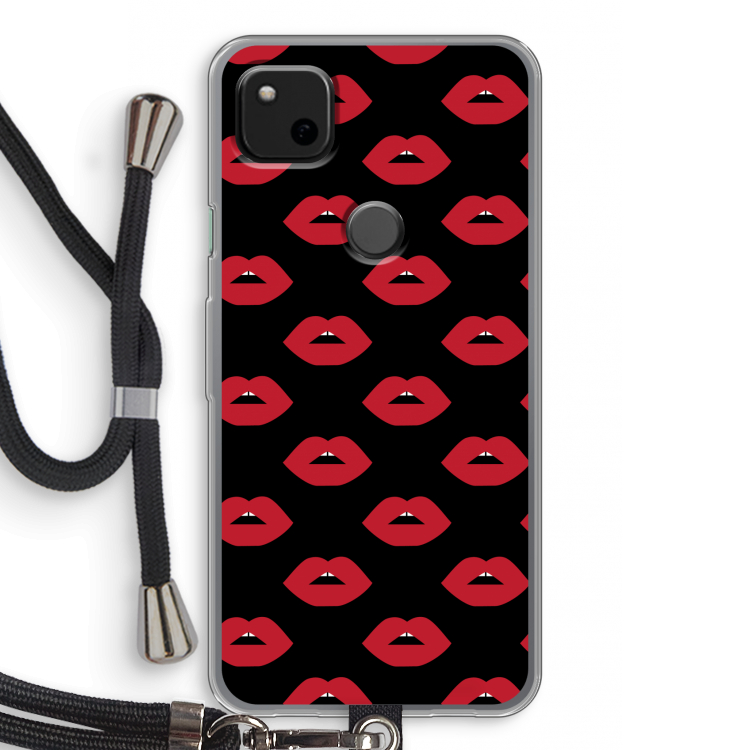 Lips: Pixel 4a Transparant Hoesje met koord
