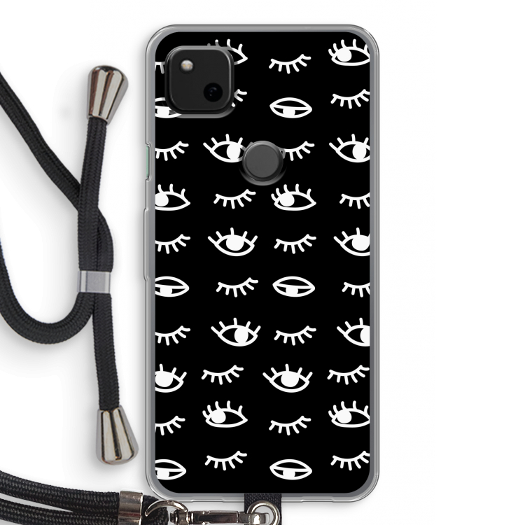 Eye pattern #3: Pixel 4a Transparant Hoesje met koord