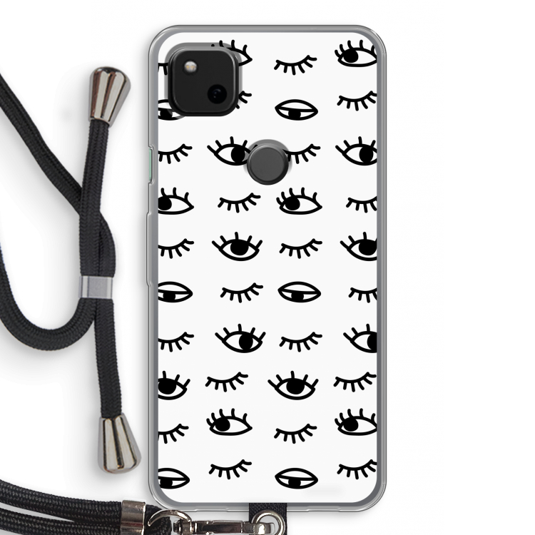 Eye pattern #2: Pixel 4a Transparant Hoesje met koord