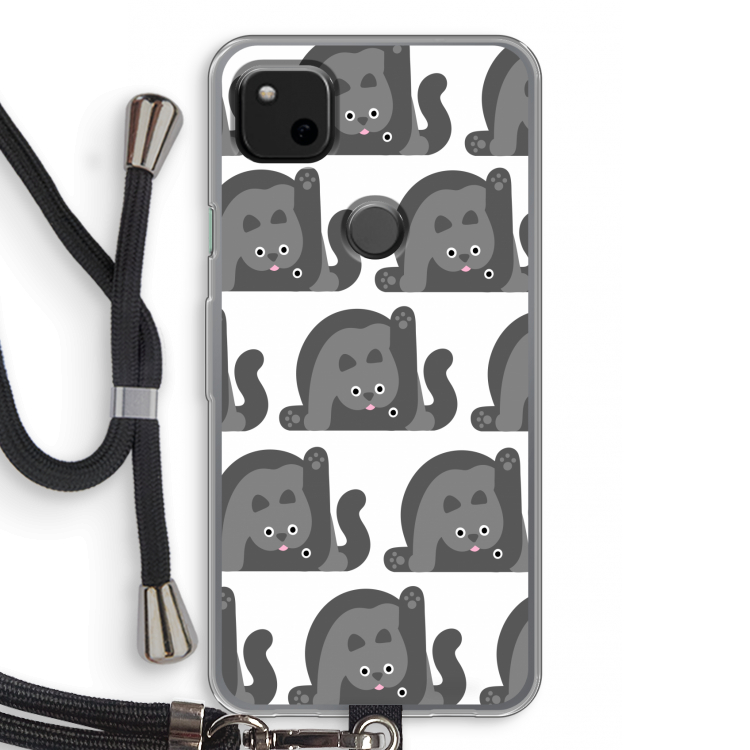 Cats: Pixel 4a Transparant Hoesje met koord