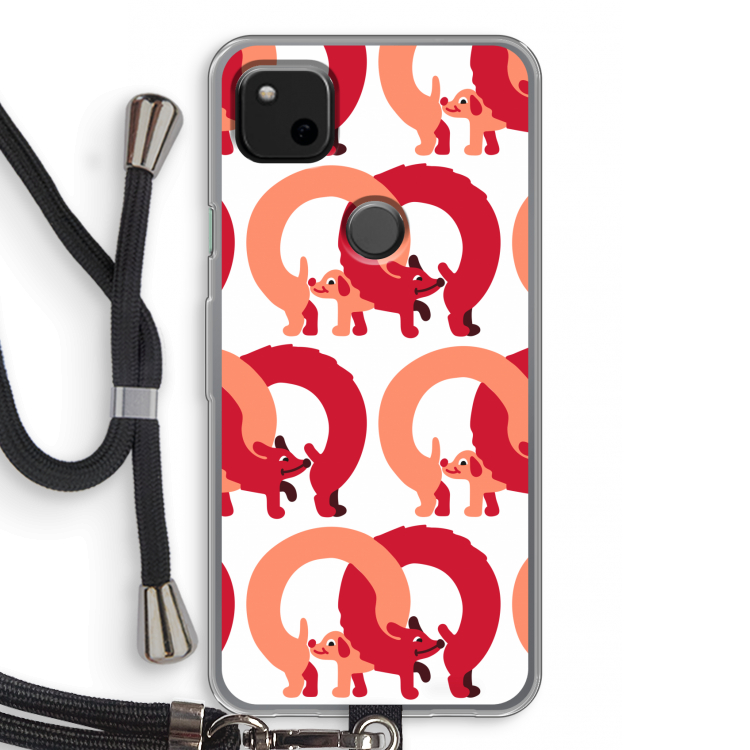 Dogs: Pixel 4a Transparant Hoesje met koord