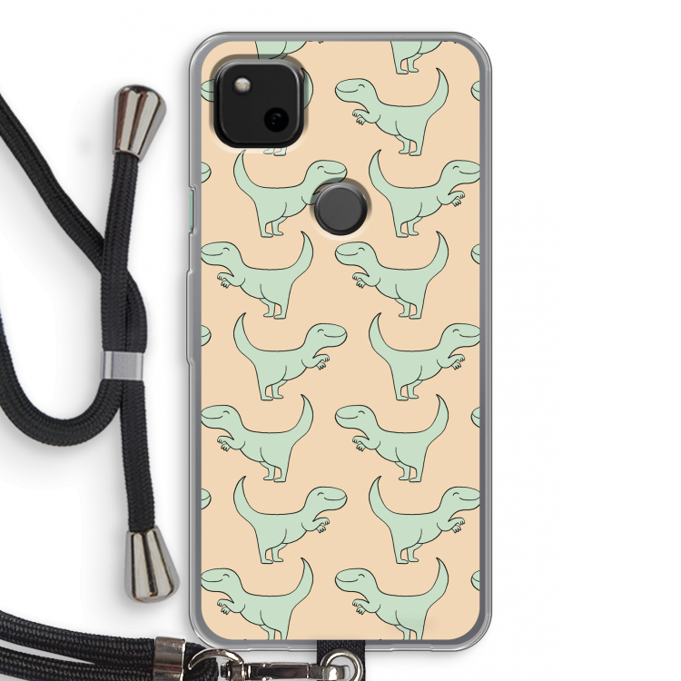 Dinos: Pixel 4a Transparant Hoesje met koord