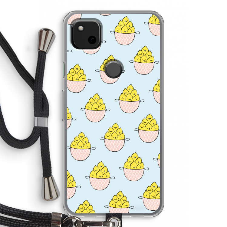 Citroenen: Pixel 4a Transparant Hoesje met koord