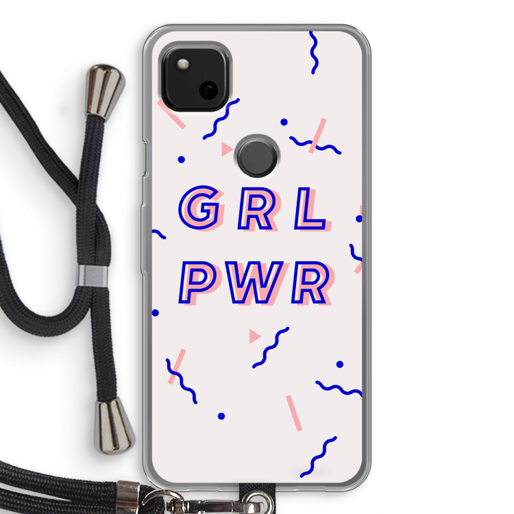 GRL PWR: Pixel 4a Transparant Hoesje met koord