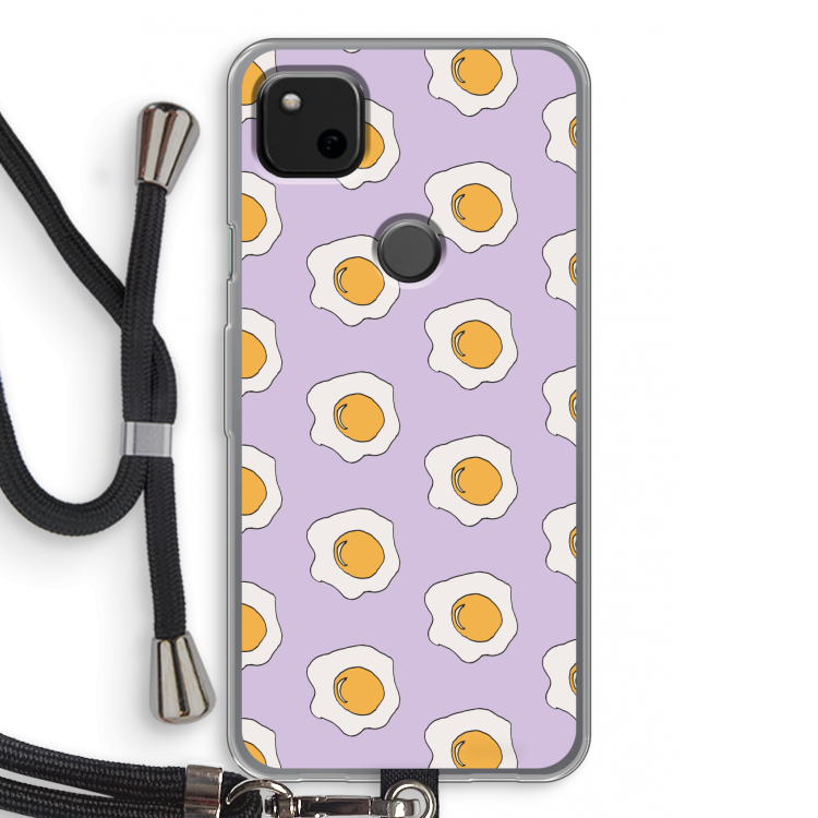Bacon to my eggs #1: Pixel 4a Transparant Hoesje met koord