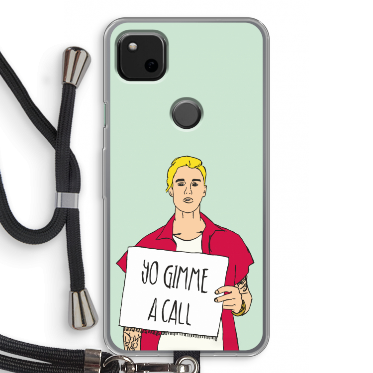 Gimme a call: Pixel 4a Transparant Hoesje met koord