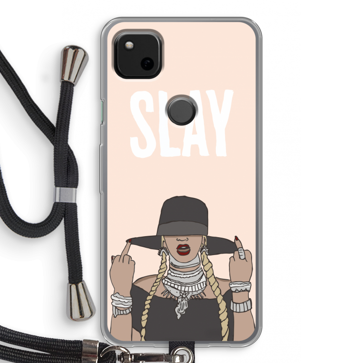 Slay All Day: Pixel 4a Transparant Hoesje met koord