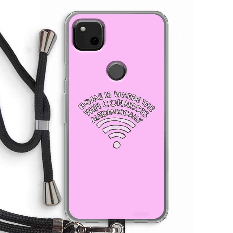 Home Is Where The Wifi Is: Pixel 4a Transparant Hoesje met koord
