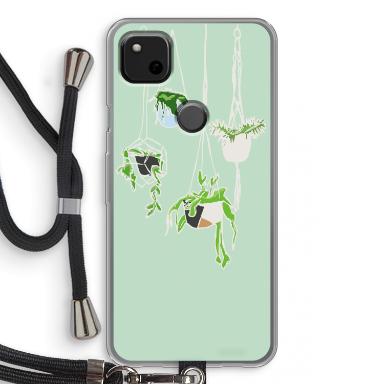 Hang In There: Pixel 4a Transparant Hoesje met koord