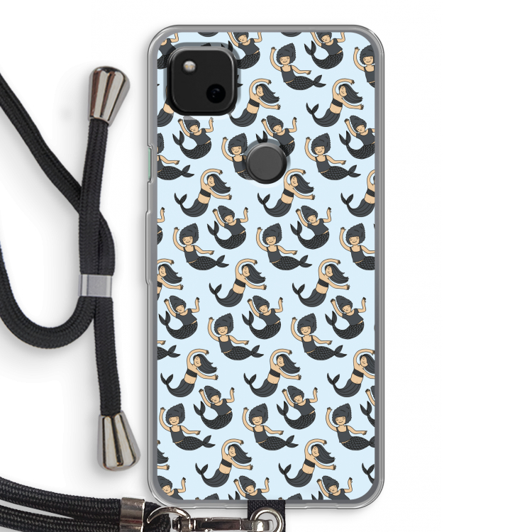 Zeemeermin: Pixel 4a Transparant Hoesje met koord