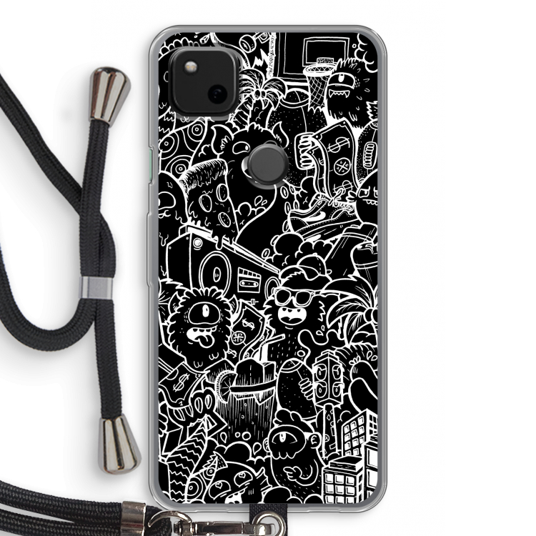 Vexx Black City : Pixel 4a Transparant Hoesje met koord