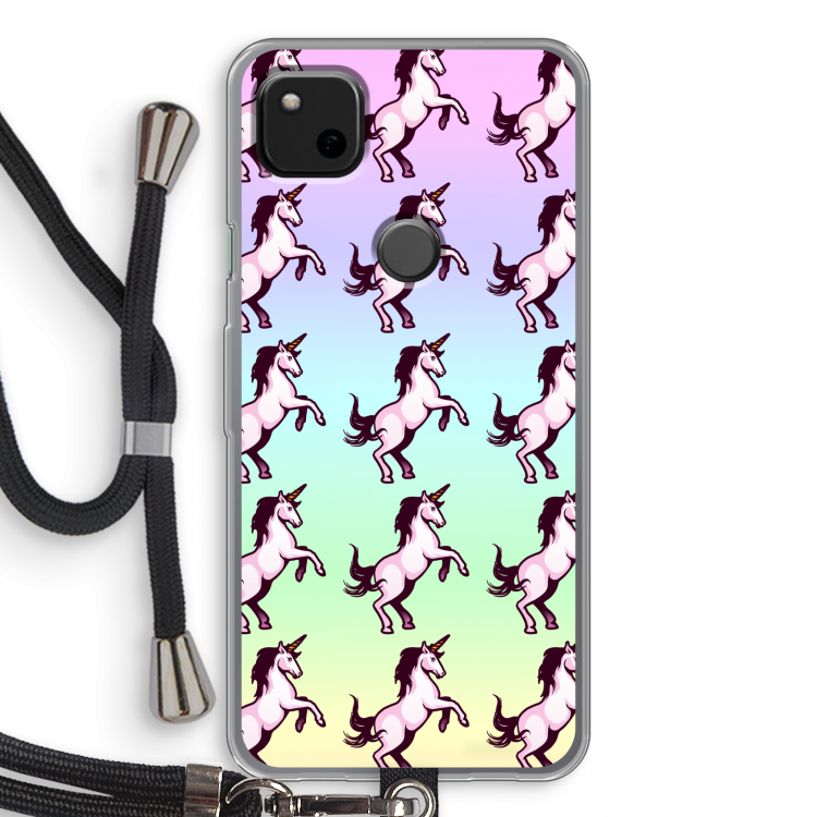 Musketon Unicorn: Pixel 4a Transparant Hoesje met koord