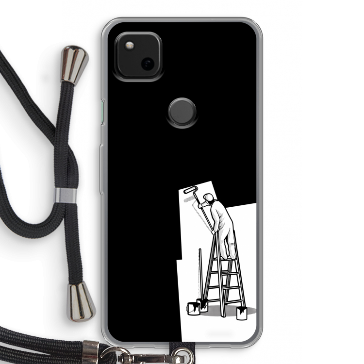 Musketon Painter: Pixel 4a Transparant Hoesje met koord