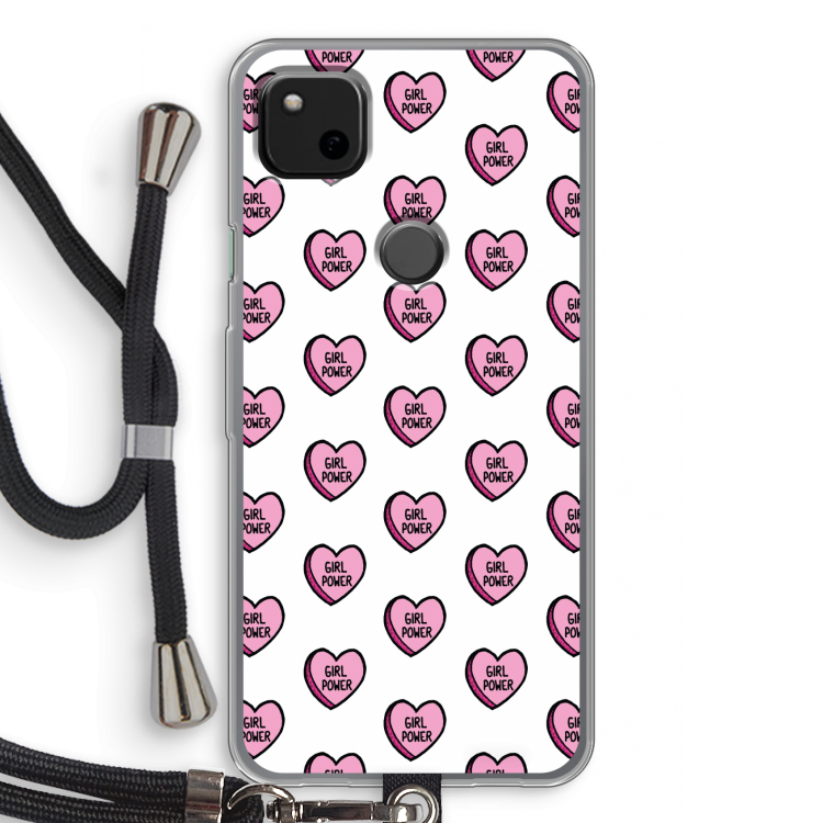 GIRL POWER: Pixel 4a Transparant Hoesje met koord