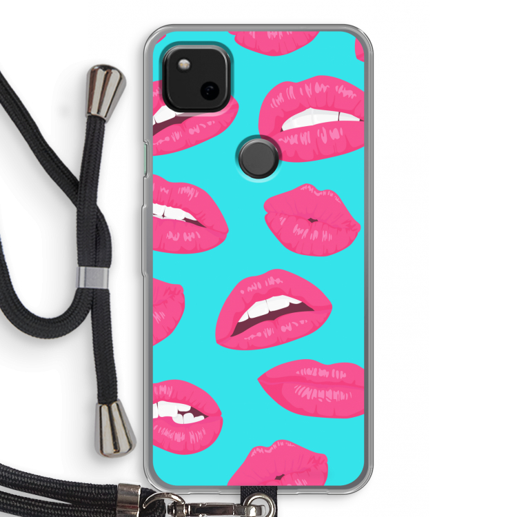 Bite my lip: Pixel 4a Transparant Hoesje met koord