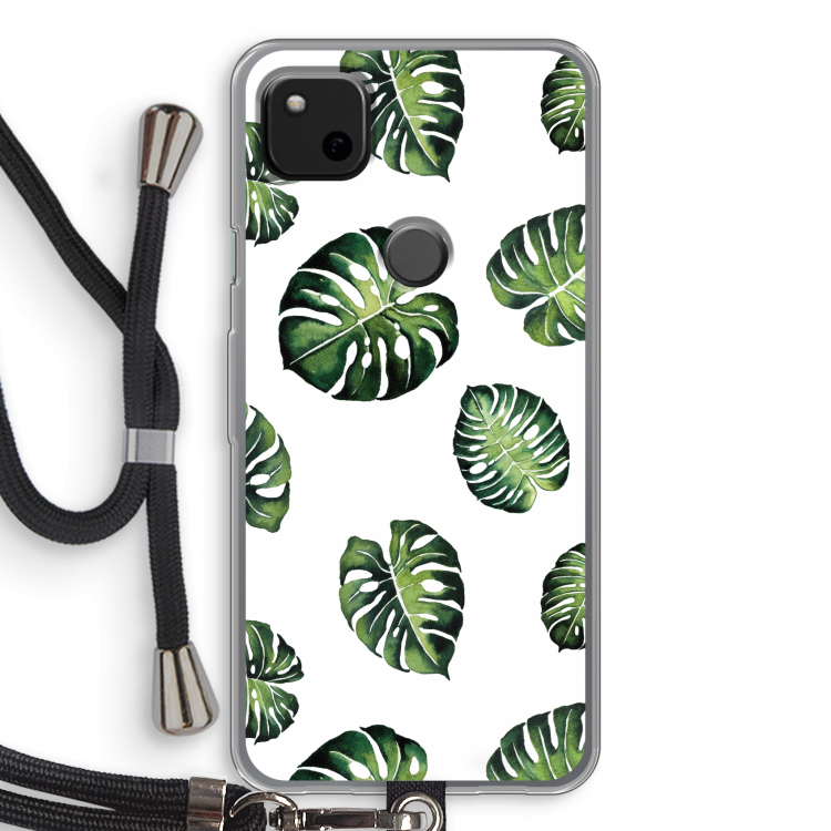 Tropische bladeren: Pixel 4a Transparant Hoesje met koord
