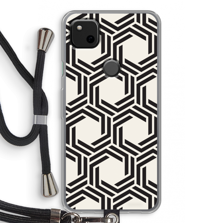 Geometrisch patroon: Pixel 4a Transparant Hoesje met koord
