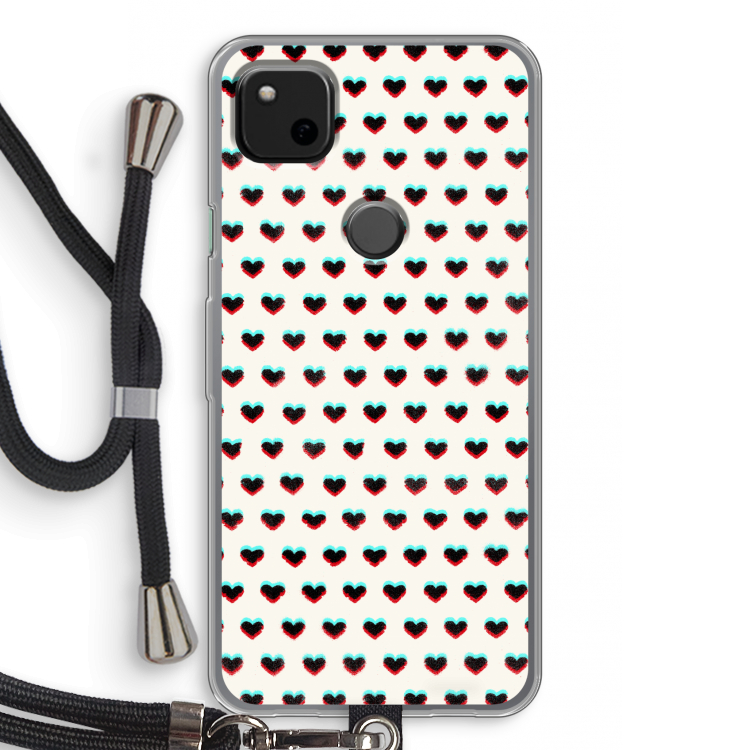 Hartjes: Pixel 4a Transparant Hoesje met koord