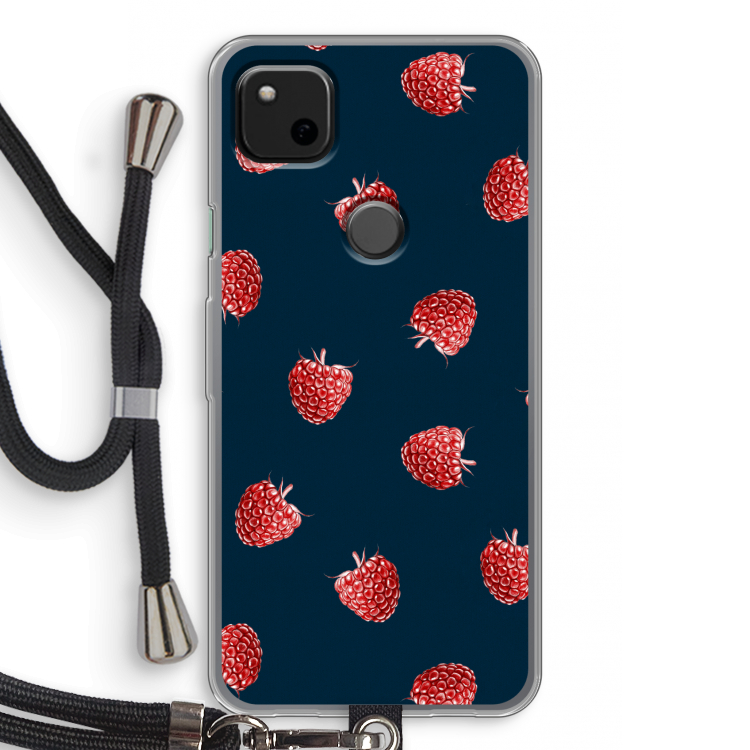 Framboosjes: Pixel 4a Transparant Hoesje met koord