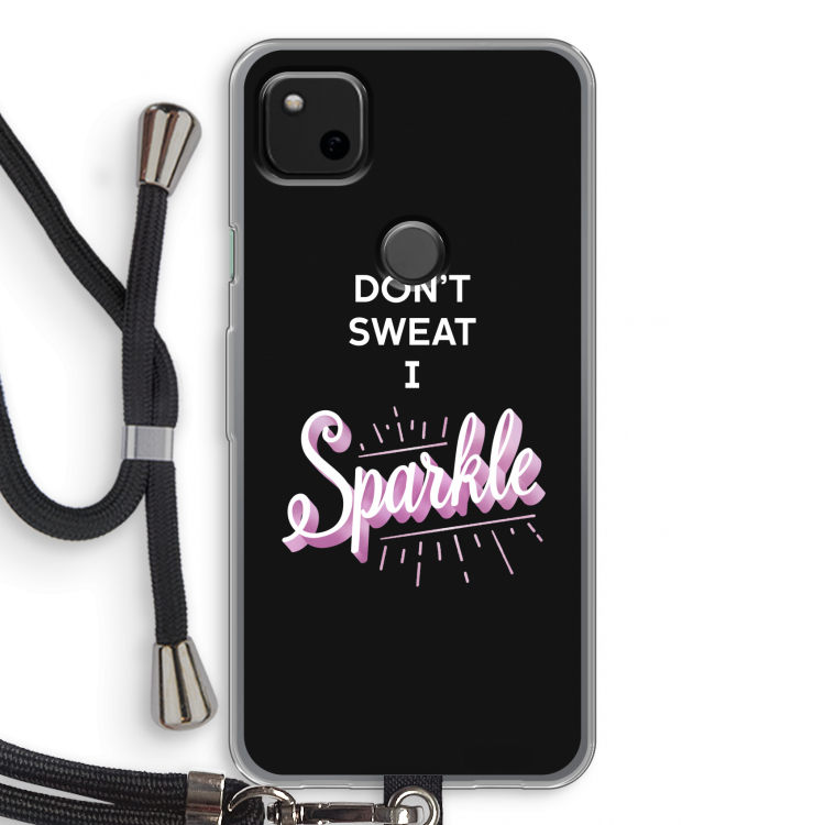 Sparkle quote: Pixel 4a Transparant Hoesje met koord