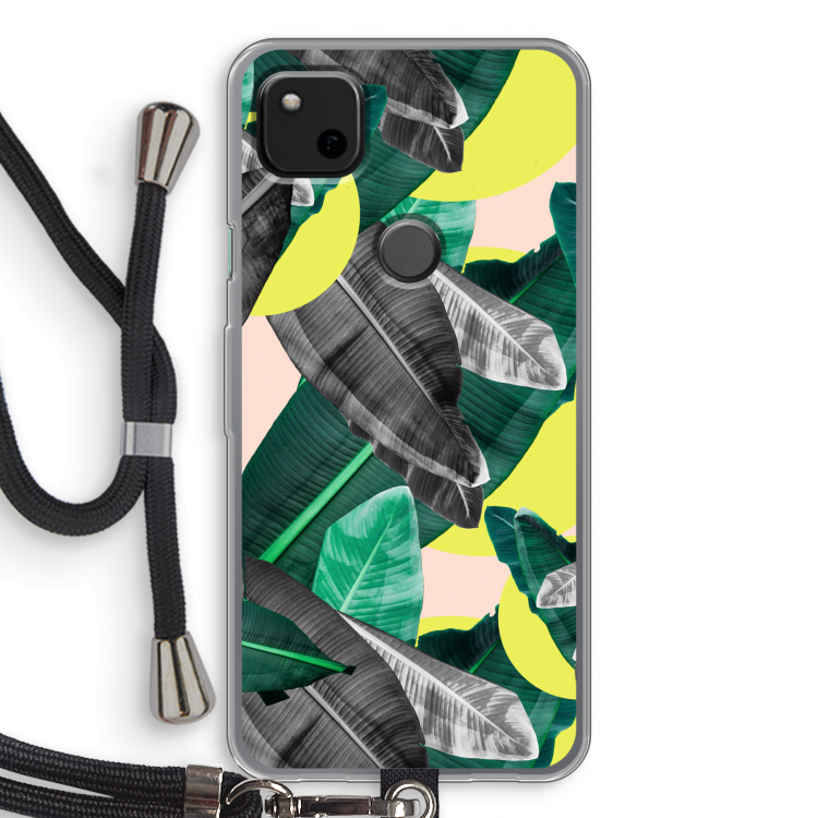 Fantasie jungle: Pixel 4a Transparant Hoesje met koord