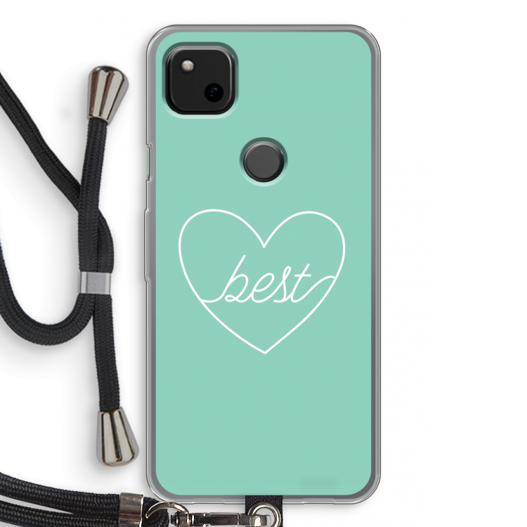 Best heart pastel: Pixel 4a Transparant Hoesje met koord