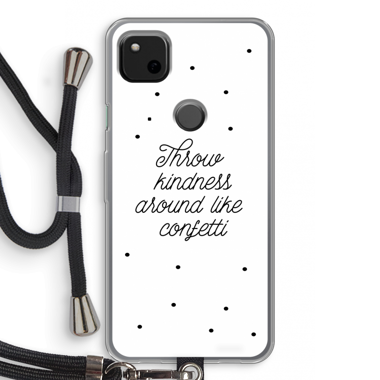 Confetti: Pixel 4a Transparant Hoesje met koord