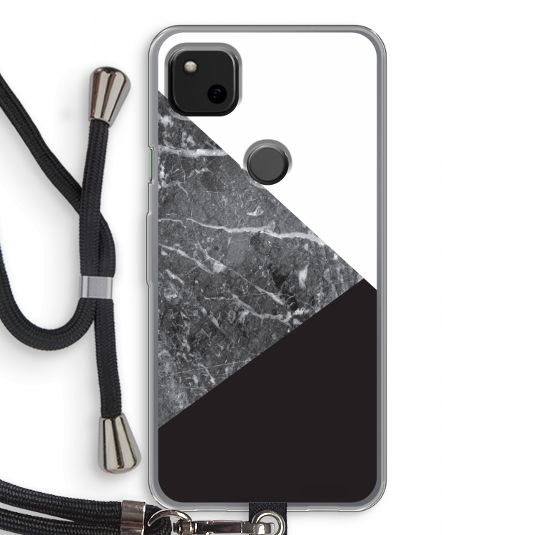 Combinatie marmer: Pixel 4a Transparant Hoesje met koord