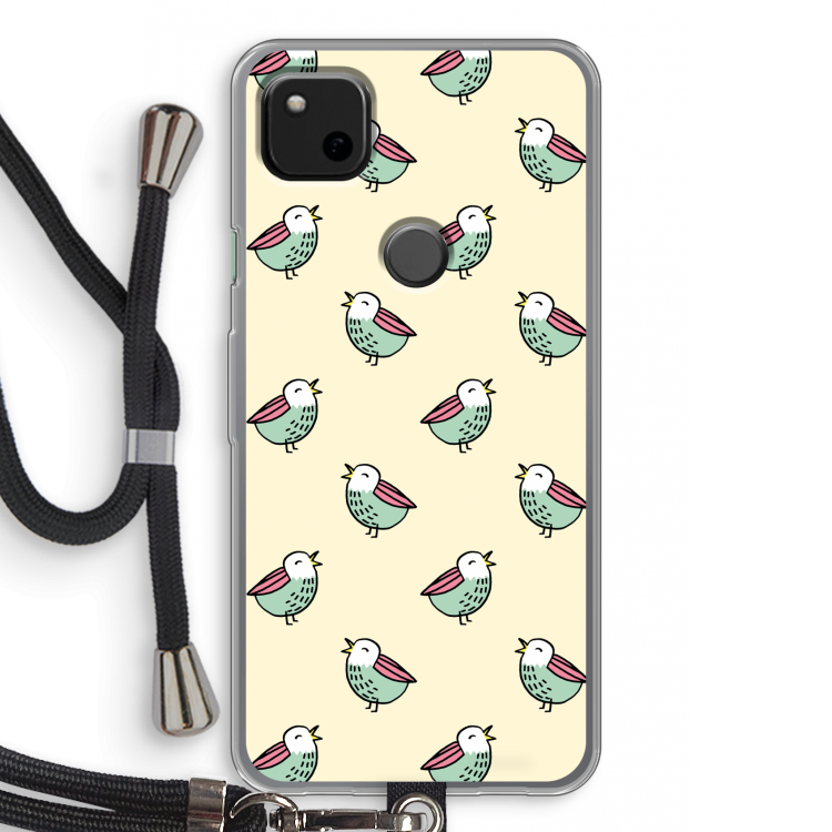 Vogeltjes: Pixel 4a Transparant Hoesje met koord