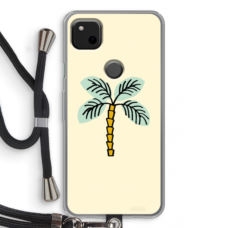 Palmboom: Pixel 4a Transparant Hoesje met koord