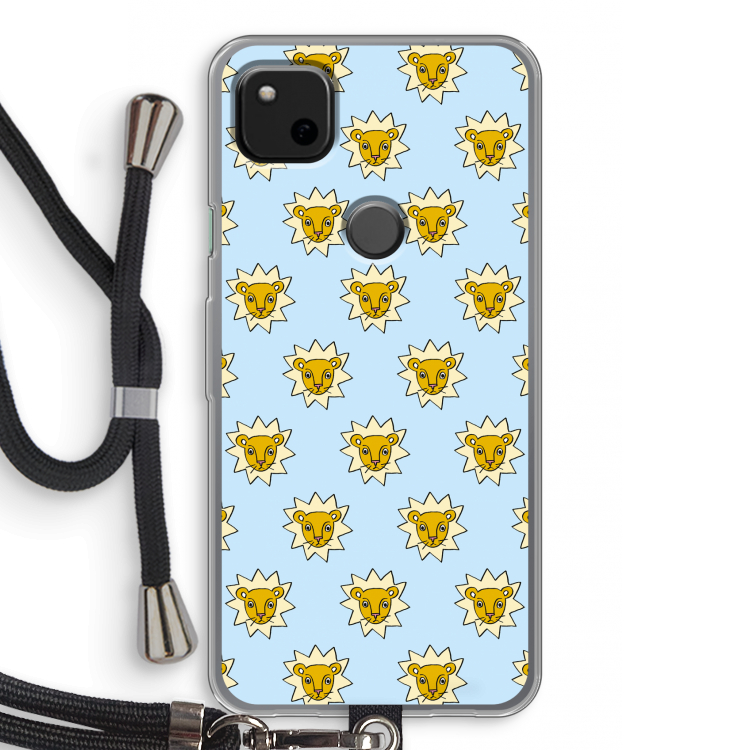 Leeuwenkoppen: Pixel 4a Transparant Hoesje met koord
