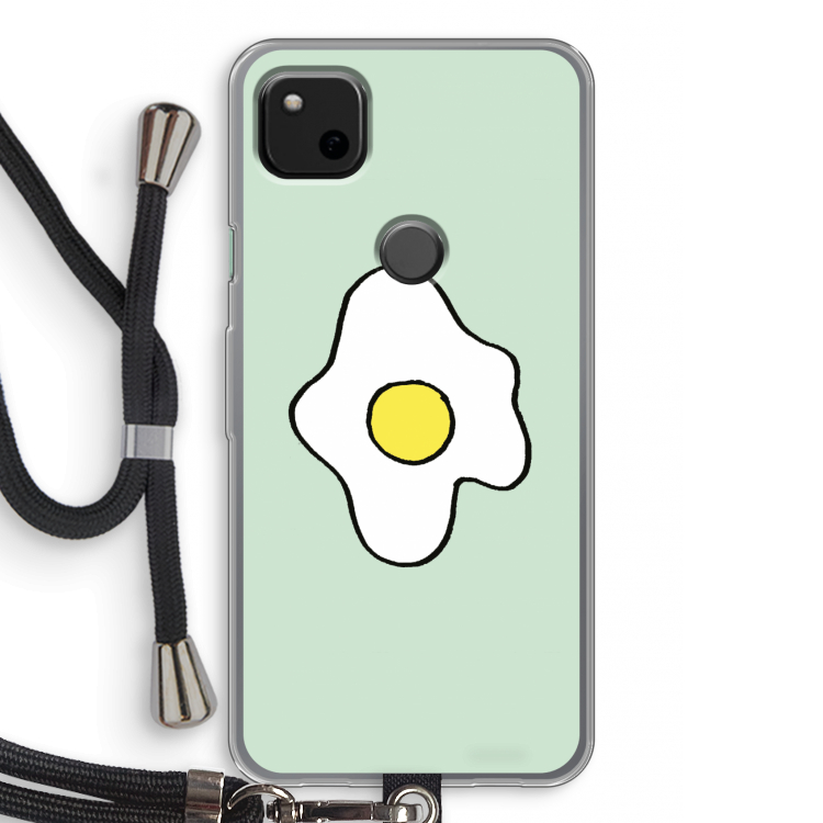 Spiegelei: Pixel 4a Transparant Hoesje met koord