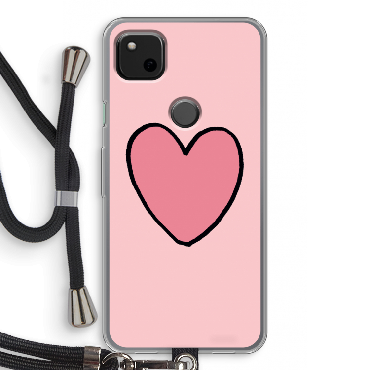 Hartje: Pixel 4a Transparant Hoesje met koord