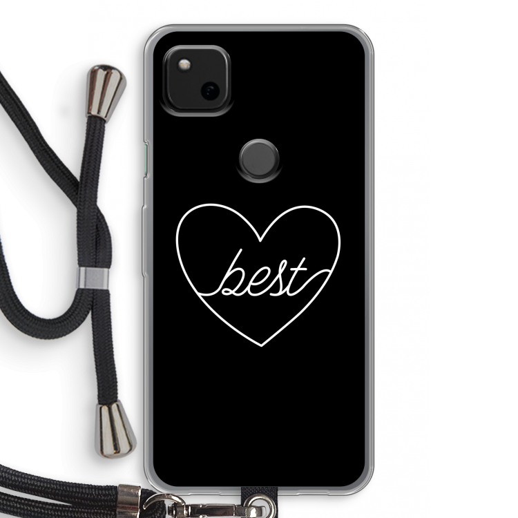 Best heart black: Pixel 4a Transparant Hoesje met koord