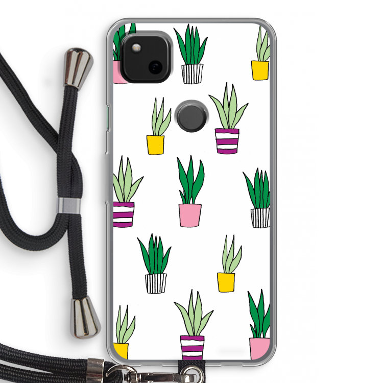 Sanseveria: Pixel 4a Transparant Hoesje met koord