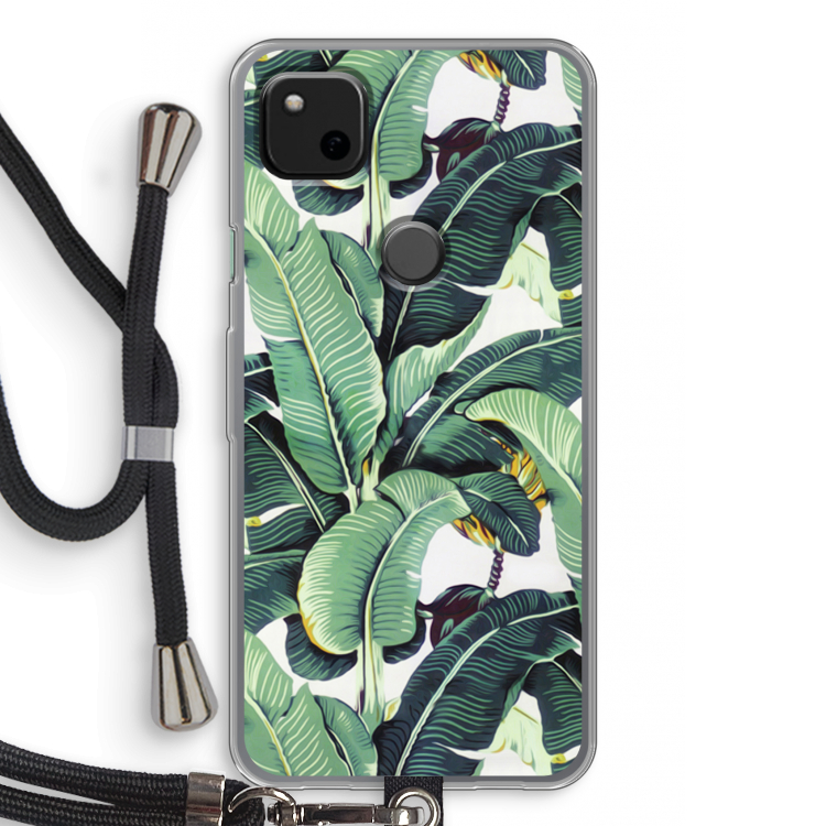 Bananenbladeren: Pixel 4a Transparant Hoesje met koord