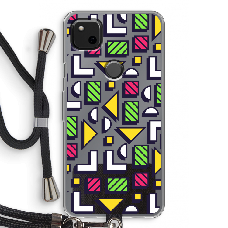 8-bit N°4: Pixel 4a Transparant Hoesje met koord