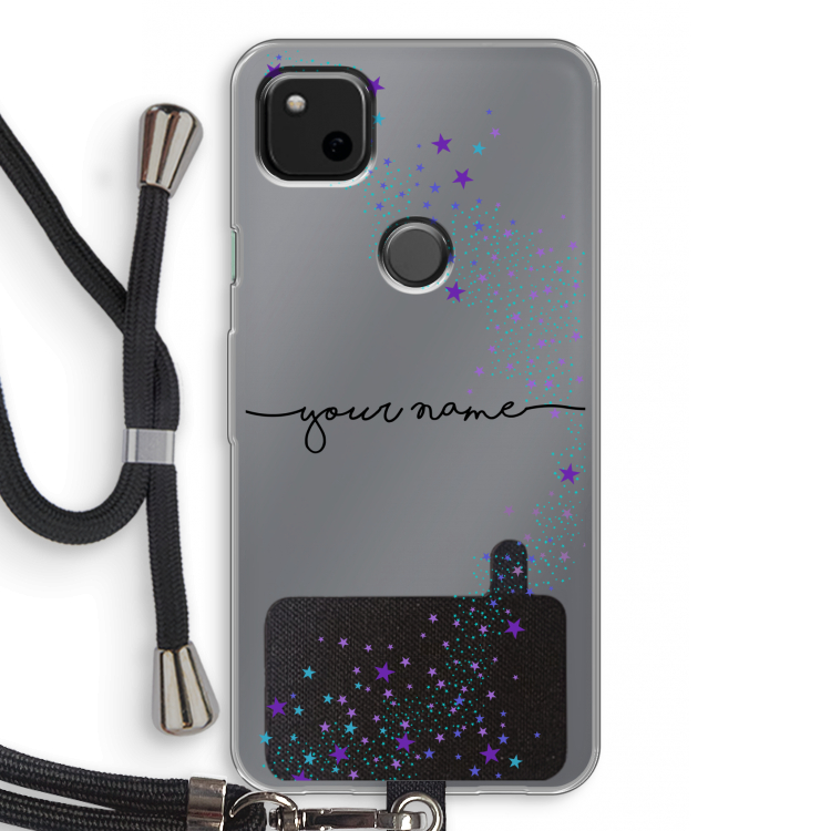 Sterren: Pixel 4a Transparant Hoesje met koord
