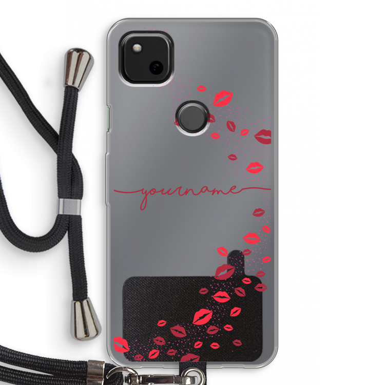 Kusjes: Pixel 4a Transparant Hoesje met koord