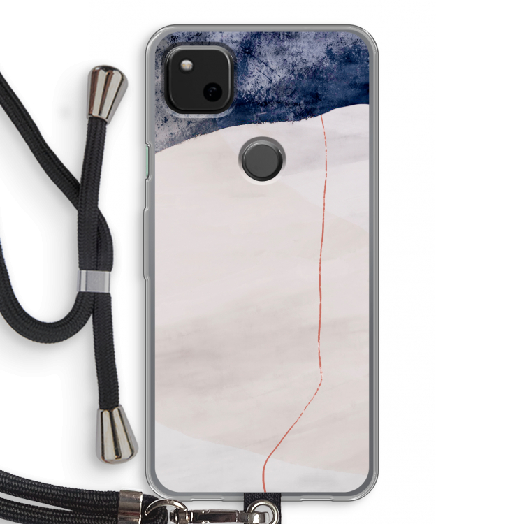 Stone White: Pixel 4a Transparant Hoesje met koord