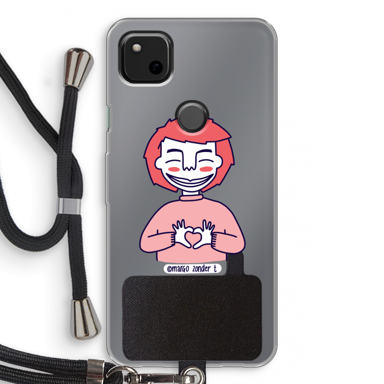Hartje: Pixel 4a Transparant Hoesje met koord