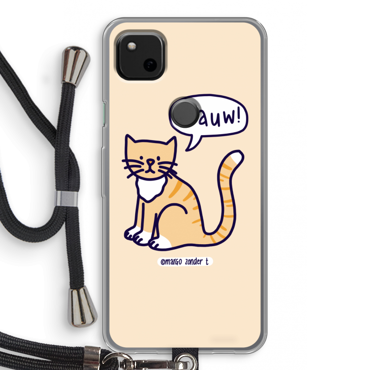 Miauw: Pixel 4a Transparant Hoesje met koord