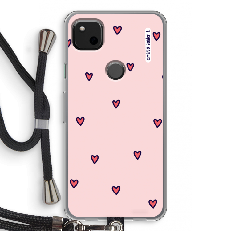 Hartjes: Pixel 4a Transparant Hoesje met koord