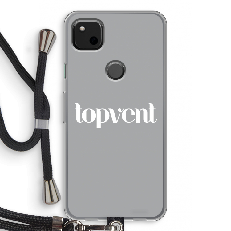 Topvent Grijs Wit: Pixel 4a Transparant Hoesje met koord