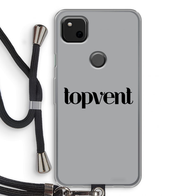 Topvent Grijs Zwart: Pixel 4a Transparant Hoesje met koord