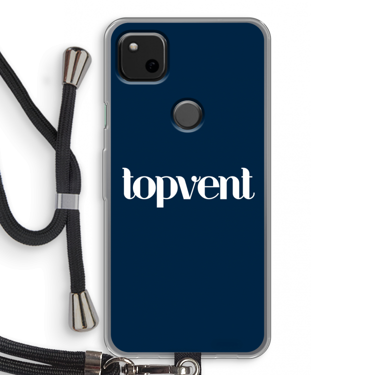 Topvent Navy: Pixel 4a Transparant Hoesje met koord