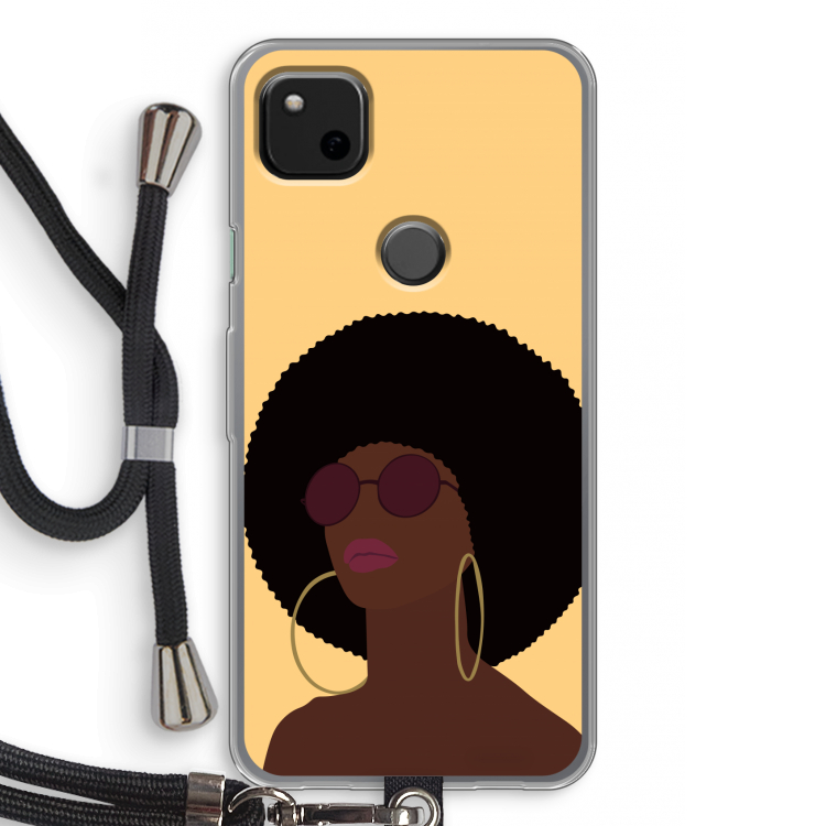 Golden hour: Pixel 4a Transparant Hoesje met koord