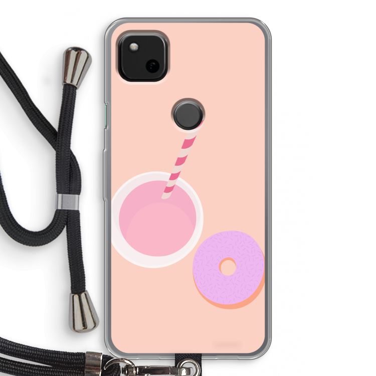 Donut: Pixel 4a Transparant Hoesje met koord