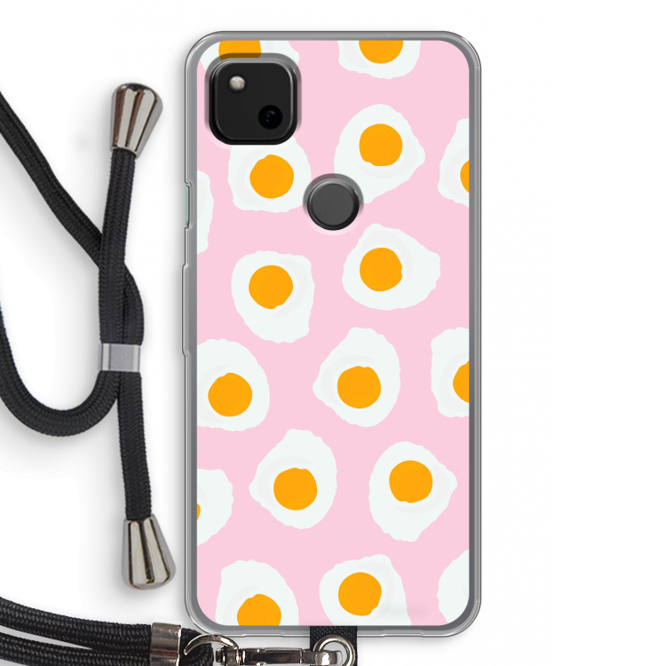 Dancing eggs: Pixel 4a Transparant Hoesje met koord